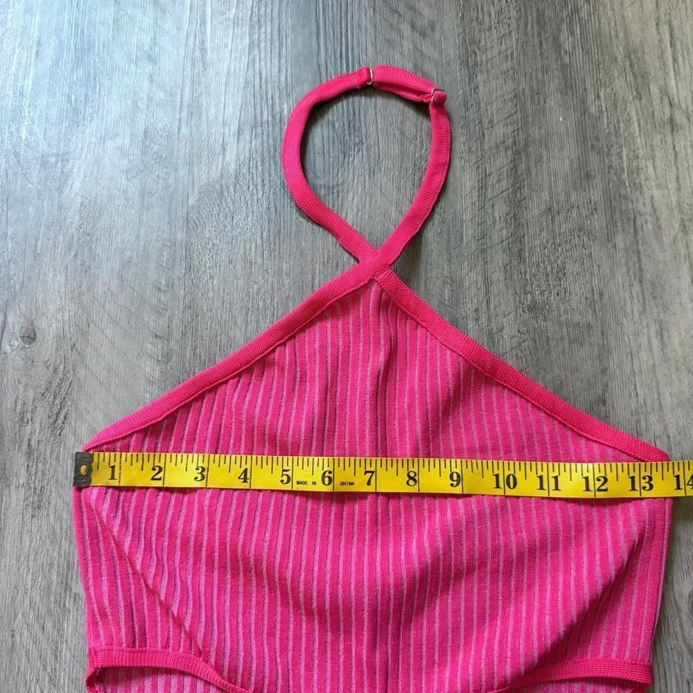 Pink Halter Neck Ribbed Dress - Picture 8 of 11